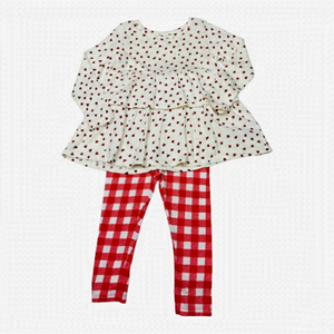 Harper Canyon Lady Bug Outfit Ruffled Long Sleeve Shirt and Picnic Print Pants